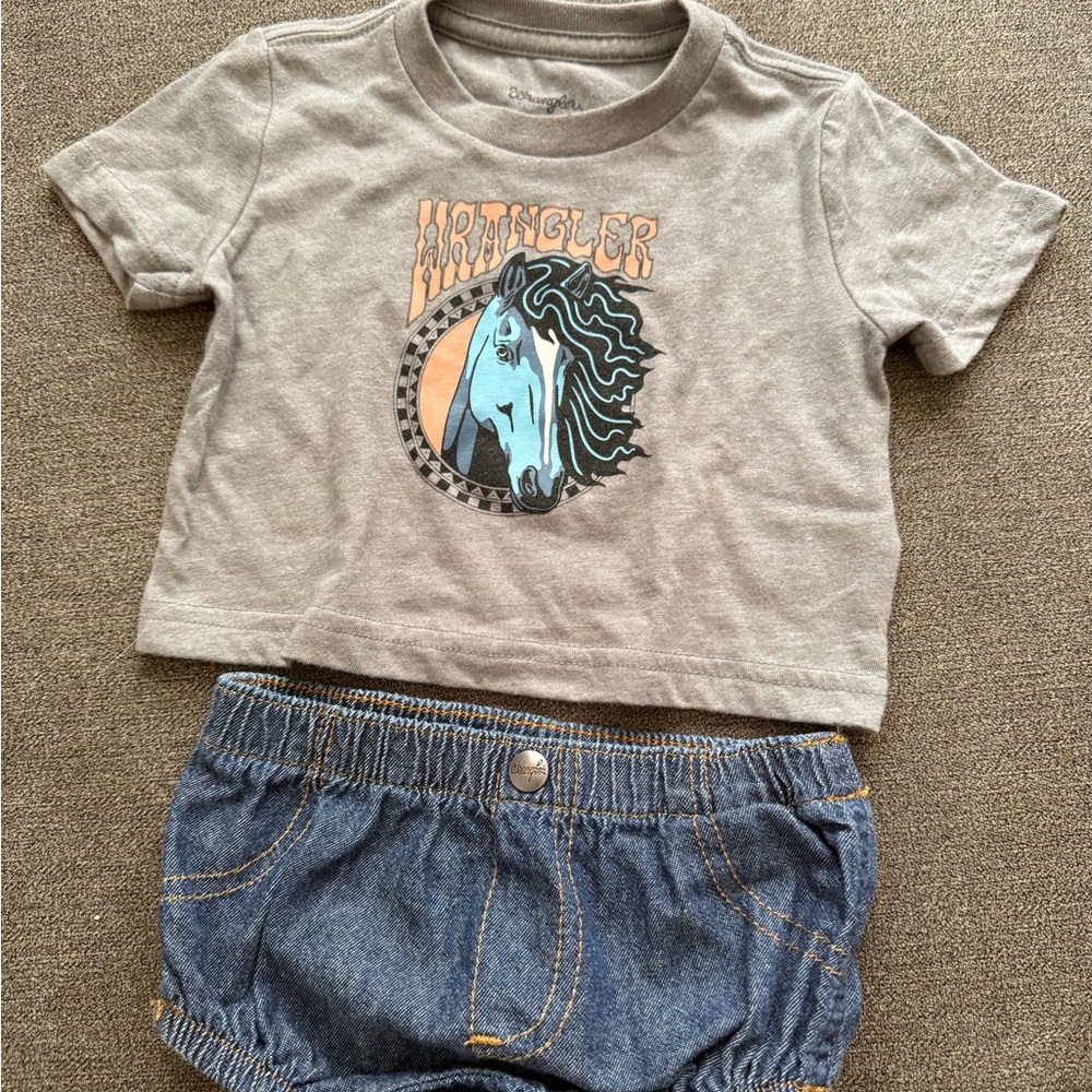 Infant Wrangler Horse Graphic Tee and Denim Shorts